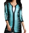 ANGEL ZIG-ZAG ZIP LONG CARDIGAN IN BLACK/AQUA