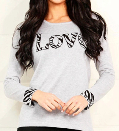 Angel Love Scoop Neck Sweater In Silver In White