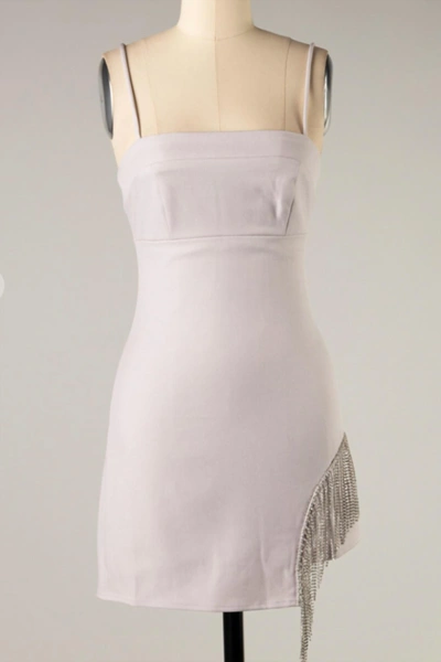 LE LIS RHINESTONE FRINGE DRESS IN LAVENDER