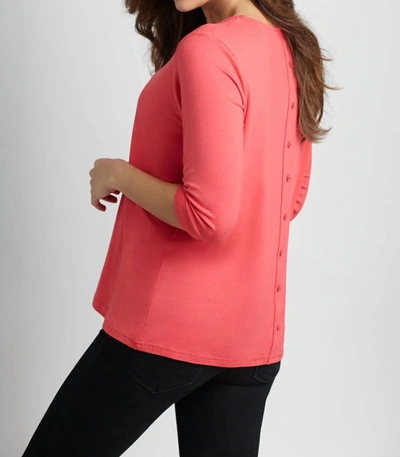Angel Button-back Scoop Neck Top In Coral In Pink