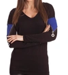 Angel V-neck Zip Detail Sweater In Black/cobalt In Black