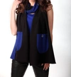 ANGEL 2-TONE REVERSIBLE POCKET SHAWL IN BLACK/COBALT