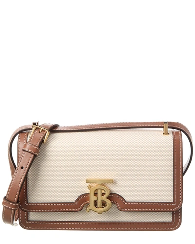 Burberry Tb Small Canvas Bag In Brown