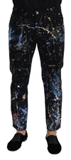 Dolce & Gabbana Black Cotton Color Splash Print Denim Jeans In Black