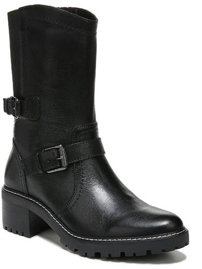 Naturalizer Talon Womens Leather Motorcycle Mid-calf Boots In Black