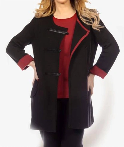 Angel Double Welt Sweater Jacket In Black/red