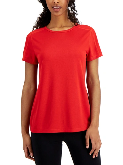 Ideology Womens Mesh Crewneck T-shirt In Red