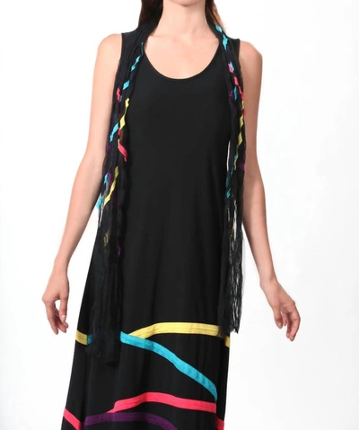 Angel Paint Stripe Maxi Dress In Black Multi