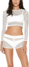 Laundry By Shelli Segal Low Rise Seamless Fit Bottom Runner Short Mesh Bottom In White