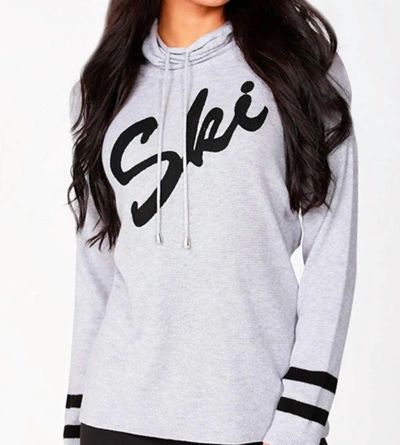 Angel Ski Drawstring Sweater In Gray/black In White