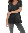 ANGEL BRAIDED SHORT SLEEVE TUNIC IN CHARCOAL