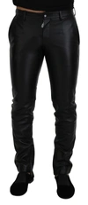 DOLCE & GABBANA DOLCE & GABBANA BLACK SHINY STRETCH SKINNY MEN'S PANTS