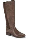 Baretraps Mckayla Womens Faux Leather Wide Calf Knee-high Boots In Brown