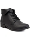 LONDON FOG CLORA WOMENS FAUX LEATHER ANKLE COMBAT & LACE-UP BOOTS