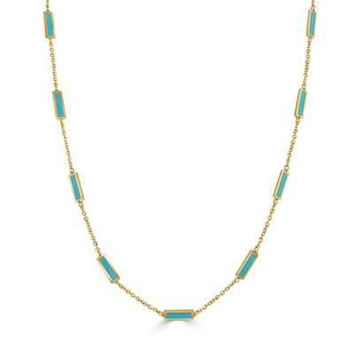Sabrina Designs 14k Turquoise Mother-of-pearl Bar Station Necklace In Gold