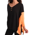 ANGEL NEON PANEL SLIT OVERSIZE TUNIC IN BLACK/ORANGE