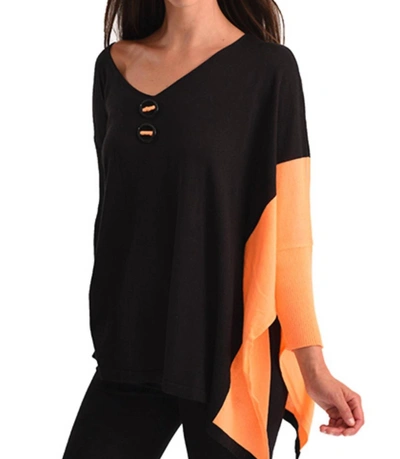 Angel Neon Panel Slit Oversize Tunic In Black/orange