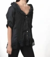 ANGEL LACE-TRIM FAUX LAYERED CARDIGAN IN BLACK