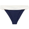 LAUNDRY BY SHELLI SEGAL VERONICA BLOCKED HIPSTER BIKINI BOTTOMS SWIMSUIT IN MIDNIGHT BLUE