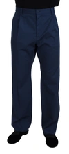 Dolce & Gabbana Blue Cotton Straight Fit Pants In Blue