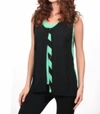 ANGEL CITRUS TWIST BUTTON-UP VEST IN BLACK/GREEN