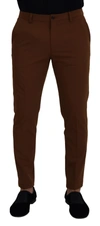 DOLCE & GABBANA DOLCE & GABBANA BROWN WOOL CHINO SKINNY MEN MEN'S PANTS