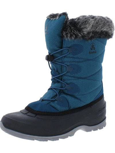 Kamik Momentum 3 Womens Faux Fur Lined Mid-calf Winter & Snow Boots In Blue