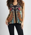 ANGEL SOUTHWEST LONG VEST IN BLACK MULTI