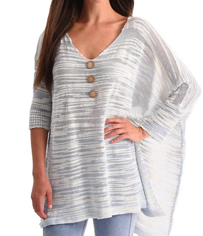 Angel V-neck 3/4 Sleeve Tunic In Sky Blue In Grey