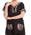 ANGEL LEOPARD TIE UP PONCHO IN BLACK/CHAMPAGNE