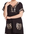 Angel Leopard Tie Up Poncho In Black/champagne In Black