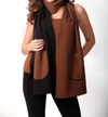 ANGEL 2-TONE REVERSIBLE POCKET SHAWL IN BLACK/MOCHA