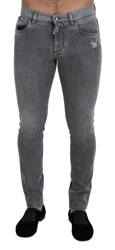 DOLCE & GABBANA DOLCE & GABBANA CHIC GREY WASHED DENIM MEN'S PANTS