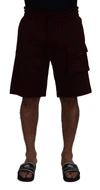 Dolce & Gabbana Maroon Bermuda Cargo  Shorts In Maroon