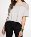CHASER S/S GAUZY COTTON MESH BOXY TEE IN HEATHER GREY