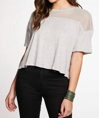 CHASER S/S GAUZY COTTON MESH BOXY TEE IN HEATHER GREY