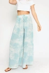 OLIVACEOUS WIDE LEG DRAWSTRING PANT IN BLUE TIE DYE