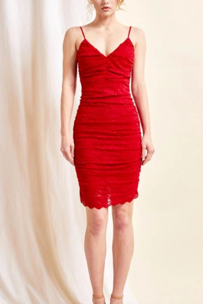 Lena Red Lace Mini Dress
