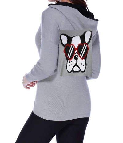 Angel Puppy Love Hooded Cardigan In Gray/multi