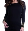 ANGEL LEOPARD SLEEVE SWEATER IN BLACK/GRAY