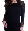 ANGEL LEOPARD SLEEVE SWEATER IN BLACK/COGNAC