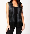 ANGEL LAYERED FRINGE VEST IN BLACK/GRAY