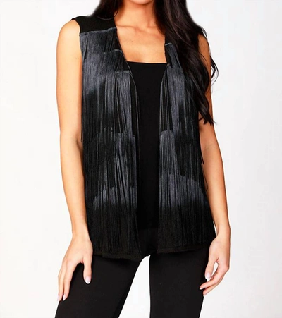 Angel Layered Fringe Vest In Black/gray