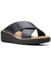 Clarks Jillian Gem Womens Faux Leather Slip-on Wedge Sandals In Black