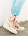 Soludos Wedge Lace-up Espadrille Sandal In Pink