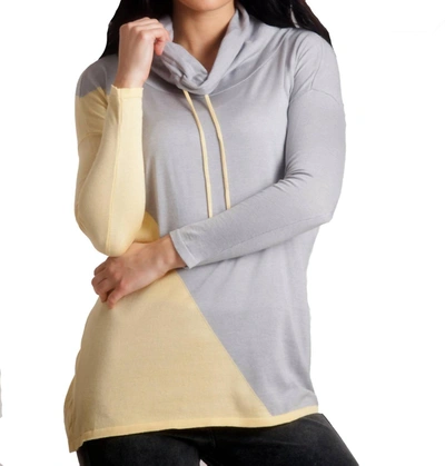 Angel 2-tone Draw String Cowl Neck Pullover In Yellow/gray