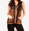 Angel Bleach Snap-front Hoodie Vest In Black In Brown