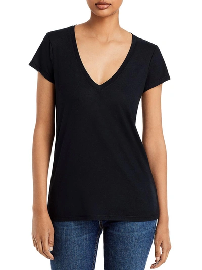 Alternative Womens V Neck Knit T-shirt In Black
