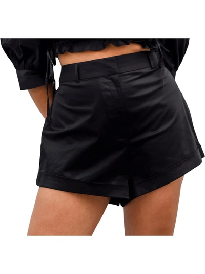 Danielle Bernstein Womens Cuffed High-cut Shorts In Black