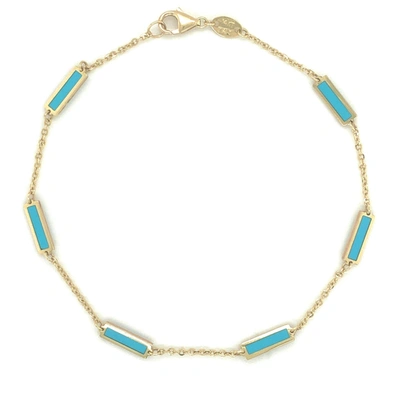 Sabrina Designs 14k Turquoise Station Bar Bracelet In Gold